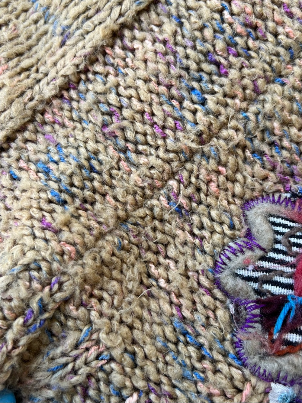 Desigual Tan Knit Sweater with Multicolor Yarn Accents Women’s Medium - Picture 9 of 9